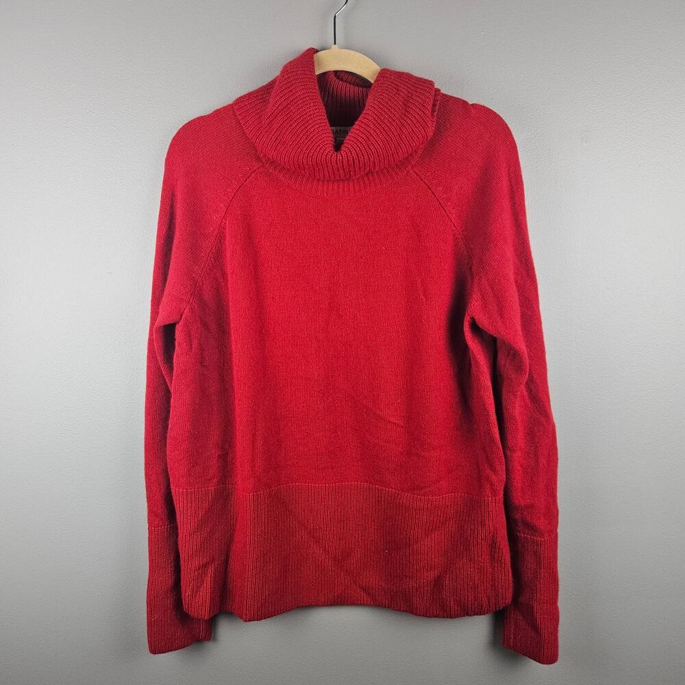 Athleta Cherry Red Alpine Turtleneck Merino Wool Cashmere Blend Sweater Size S